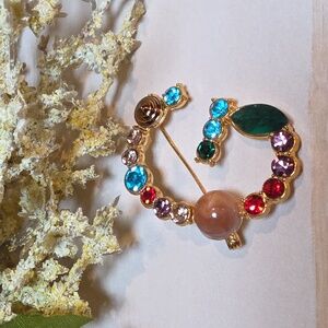 Letter G Initial Name letter Jeweled Multicolor Brooch Personalized Gift | NWOT